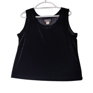Vintage Carol Anderson Collection Black Velvet Sleeveless Tank Top Large USA